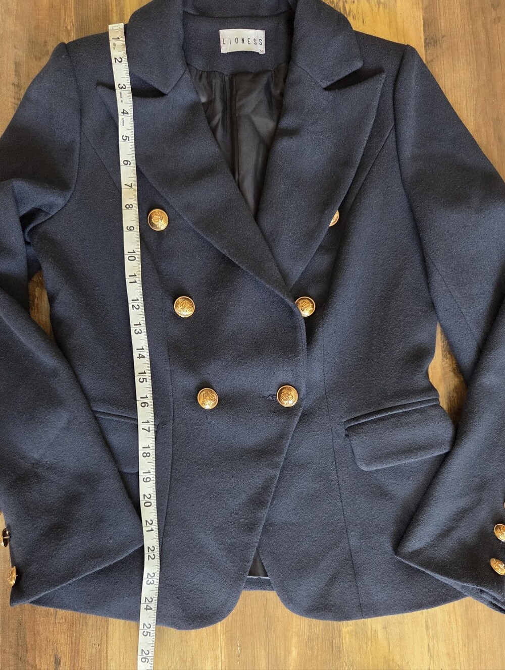 Lioness Double Breasted Navy Blue Gold Button Blazer Medium EUC - Picture 9 of 9